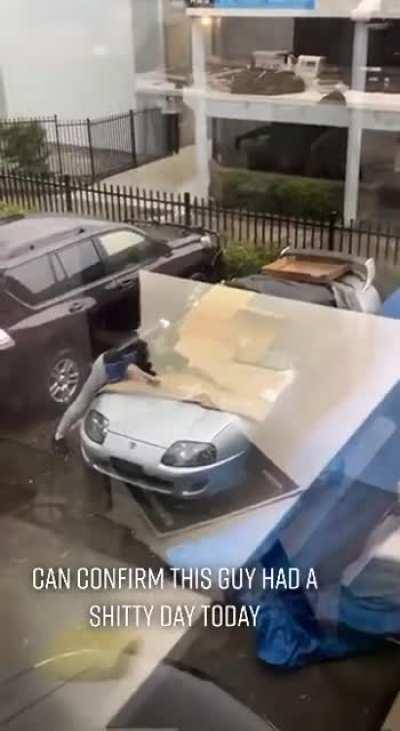 Defending a car over a hail storm!?