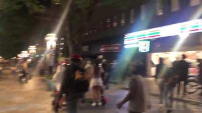 Man with a knife defends a 7/11 (Denver protests)