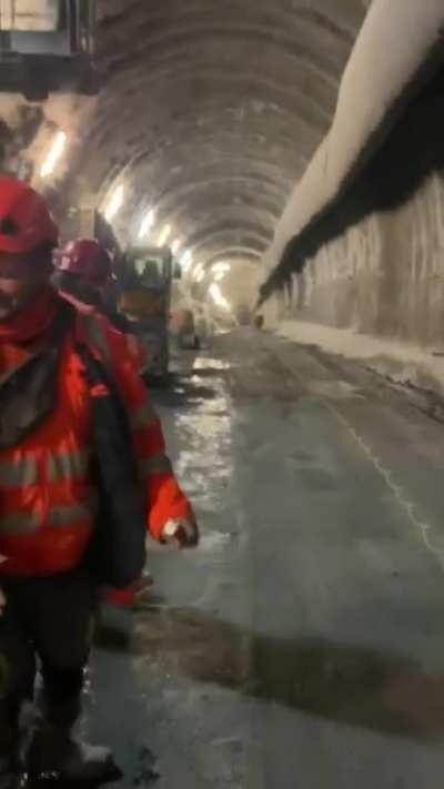 The shockwave traveling down this tunnel after a controlled detonation
