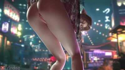 Aerith teasing her booty (Erindae) [Final Fantasy]