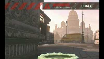 This isn't the chum bucket scene but Nat Peterson gets caught inside the blast radius of a tactical nuke.