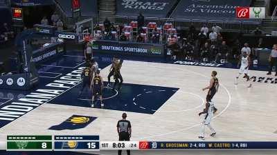 [Highlight] Giannis grabs an offensive rebound and dunks it while surrounded by four defenders