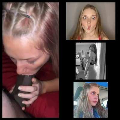 18 year old cheating blonde first BBC blowjob