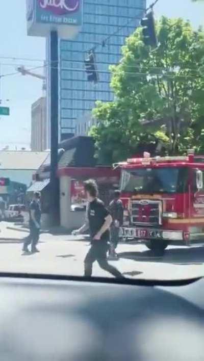 main character blocking a firetruck