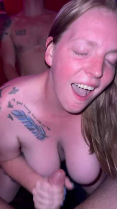 a girl having fun with a guy and his friend