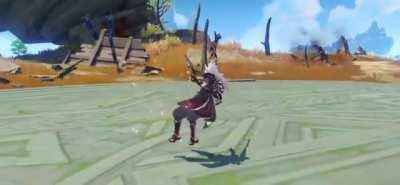 0.3x speed. I slowed down animation of itto normal attack animation so I could see properly how he kicked the sword in 4thN