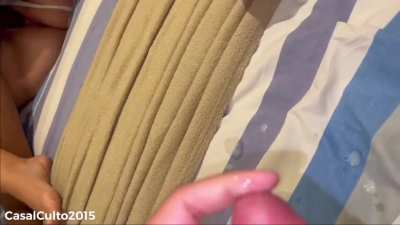 He cums in her i cum on the bed 