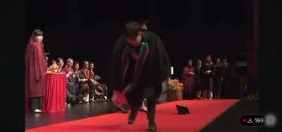 Fail Flip on Graduation Stage