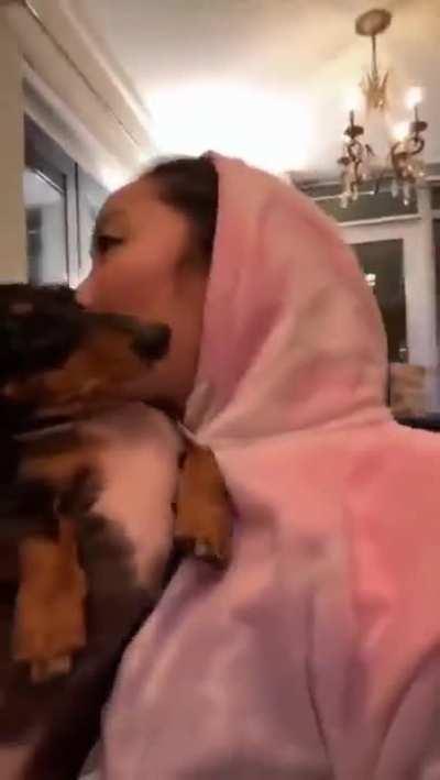 Dogs reacting to getting kisses