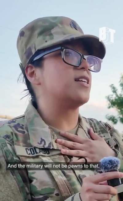 U.S. military member joined an anti-ICE protest in Dallas, Texas and speaks out against Trump deploying Marines to Los Angeles. 
