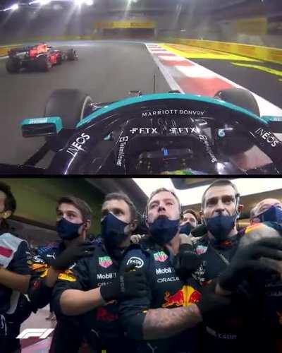 The F1 Red Bull crew during the final moments of the 2021 Abu Dhabi GP (Credit : @F1 on twitter)