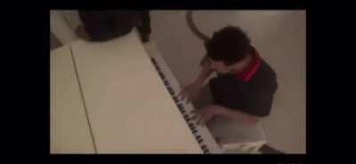 look at our boy 🎹 haha rocky shoulda started free styling