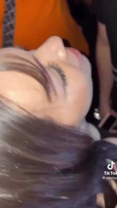 overhead view of her tits at a party