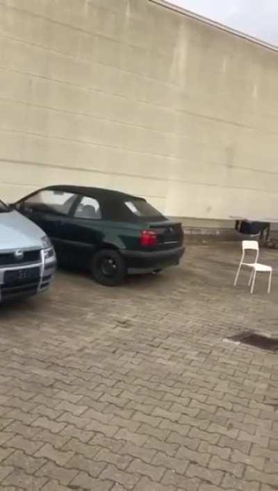 Put powerful firework in trunk and close trunk for prize