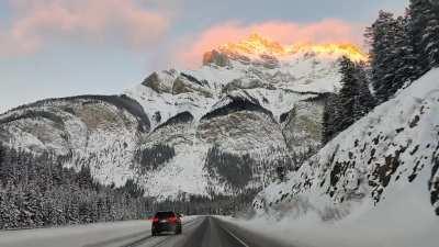 This is RD Dhanani's daily drive to work. Banff, Alberta. 15 December 2021. No editing, no filters. Simply Stunning!