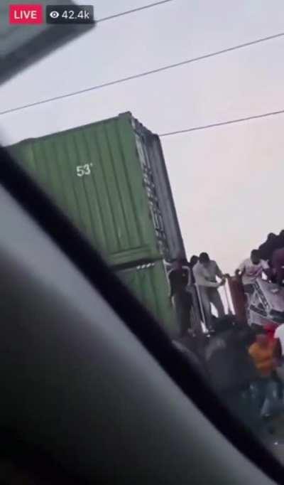 The looters are ants and the train is a fat caterpillar.