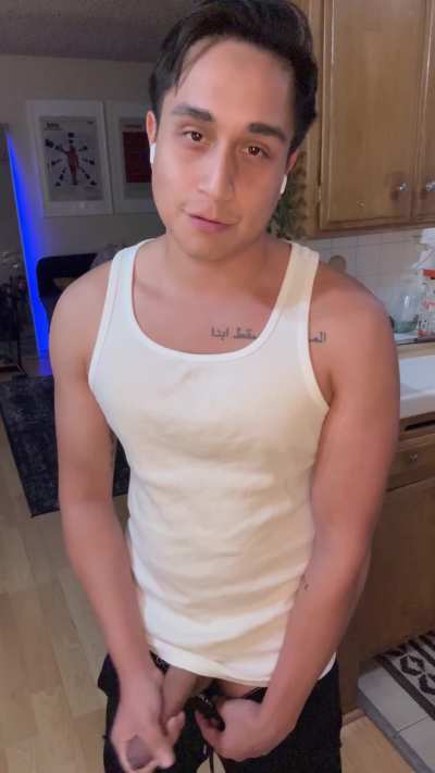 Jerking off my uncut Latino cock