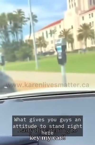 Crazy woman threatens to key someone’s car for taking “her” parking spot on a public street.