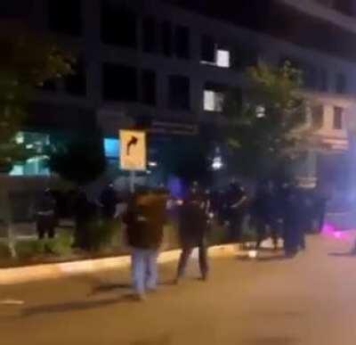 Police in Grand Rapids, Michigan spray a man directly in his face with pepper spray. ⁣ As he turns around, blinded, they fire a tear gas canister directly at his face from close range. ⁣