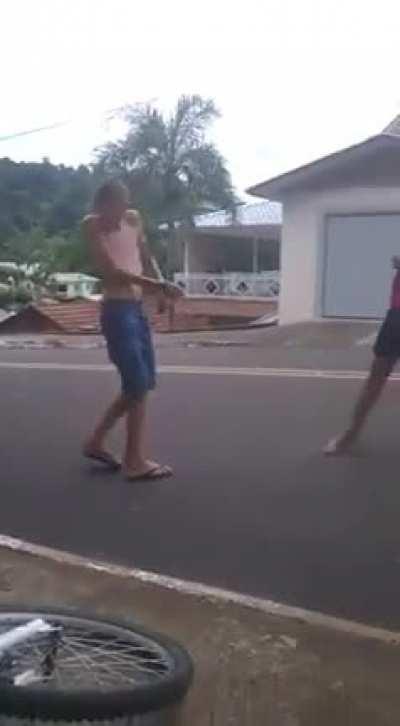 acting tough until the whip comes out.