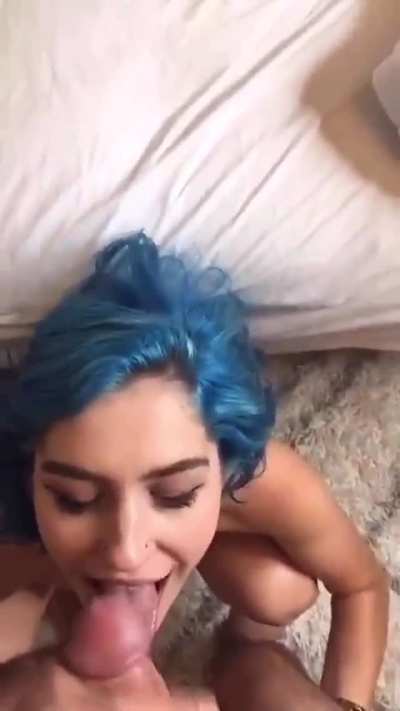 Blue Haired Cutie Riding