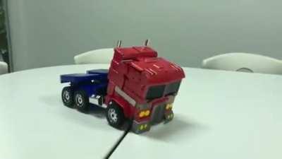 Optimus Prime doing what he does.