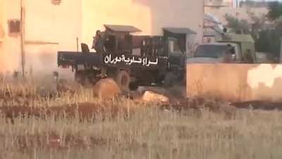 Cannibalized BMP-1 turret Toyota pickup technical sees use against a Syrian Army checkpoint - Hauran Region - 6/3/2013