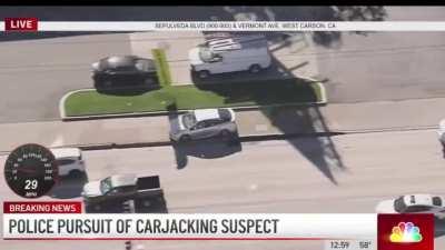 Carjacking on live TV ends with pedestrian collision