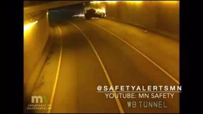 Fiery crash in the Lowry Hill Tunnel in Minneapolis. April 18, 2021