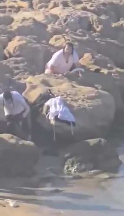 Israelis shitting on a popular beach in Pafos.  November 2024