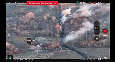 Close range tank duel between 2 Ukrainian and 4 Russian tanks filmed from a Drone POV Geolocation: 48.303062,37.457335 