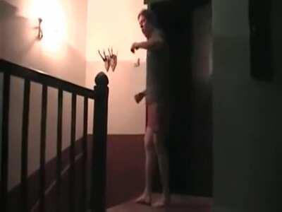 WCGW showing your skills next to the stairs