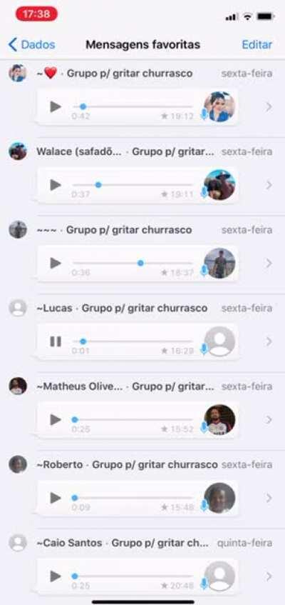 A Whatsapp group just to yell BARBECUE in portuguese