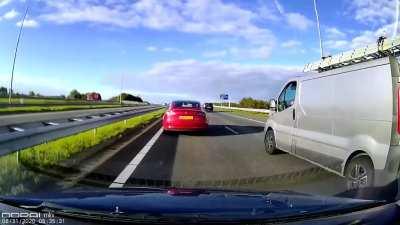 This idiot passed me on the left, cut me off and then brake tested me cus i honked