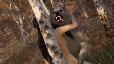 Hunter feeds a hungry Wolf