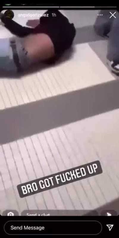 guy gets the shit slammed out of him in a bathroom