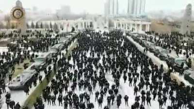 Chechen President Kadyrov, “we have 70,000 fighters in Chechnya who are ready for war for Russia”. Chechen soldiers leaving Grozny on their way to Ukraine