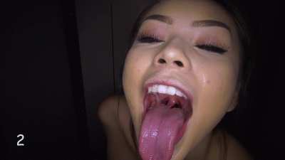 Sami Parker swallows in gloryhole