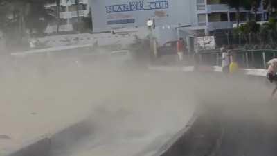 WCGW trying to endure wind from jet engine