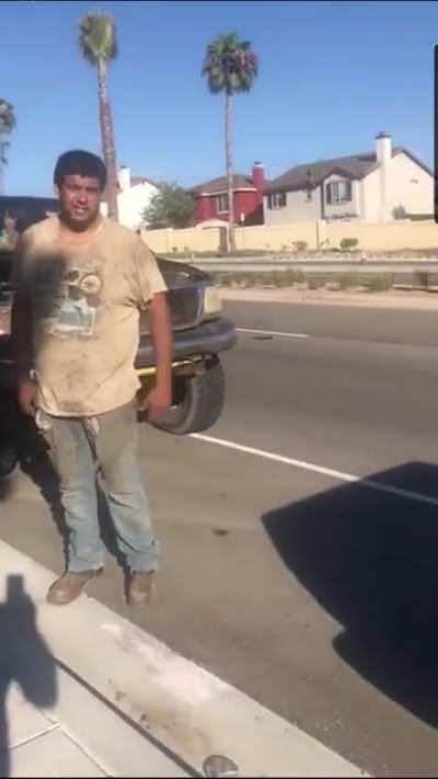 Guy gets caught trying to steal tire for himself!