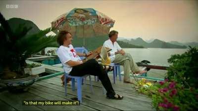 James falls off his motorbike in Vietnam