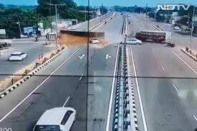 Three members of a family were killed after a loaded trailer lost balance and fell on its side, crushing the car they were in.The tragic accident, which took place at Punjab's Behram on the national highway connecting Phagwara and Chandigarh, in India.