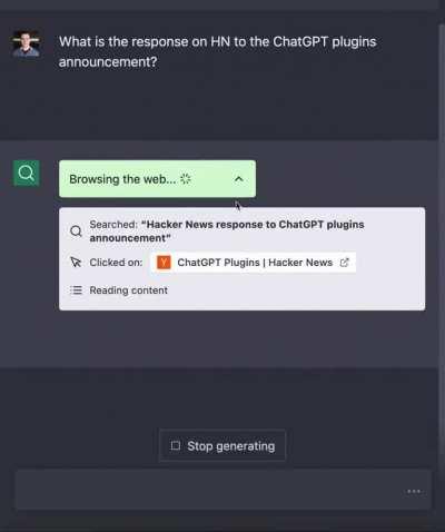 ChatGPT's new browsing plugin demo