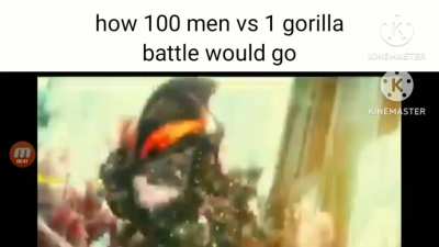 (made by me) 100 men vs 1 gorrila meme