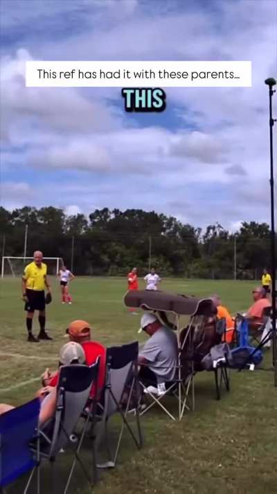 A youth soccer referee puts a group of parents in their place