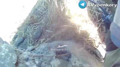Go Pro and Drone footage of 2 UA personnel getting shot by an RU personnel.
