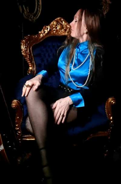 My blue Satin Blouse & my long legs