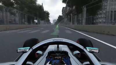 A lap of Baku with real engine sound - 0.017 s slower than irl