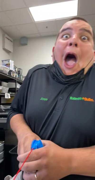 Dude's pants must be made of paper