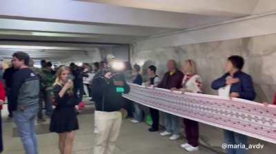 People in the Kharkiv metro are singing the anthem on Vyshyvanka Day today. These parades have been held for years, but this is the first one underground—a bold stand against the Russian advance, showing Kharkiv’s strength and resilience. Slava Ukraini!